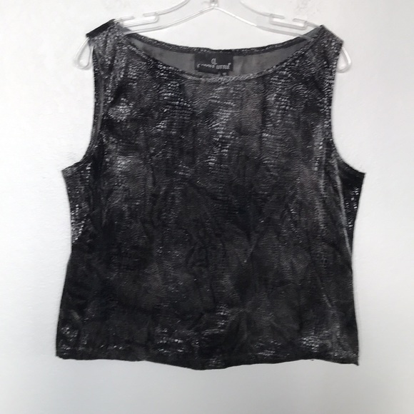 3 PIECE OUTFIT SNAKESKIN SILVER & BLACK SOFT MATERIAL SZ 14, WITH 2 BLOUSES SZ L - Picture 7 of 10